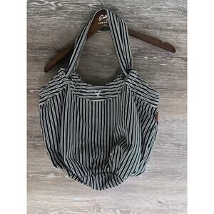 American Eagle Outfitters Black White Striped Fabric Casual Handbag Shoulder Bag